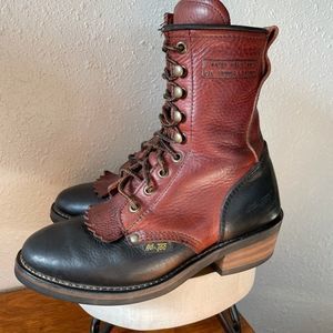 AD Tec Leather Lacer Roper packer Boots Size 6 men’s 7 women two tone western